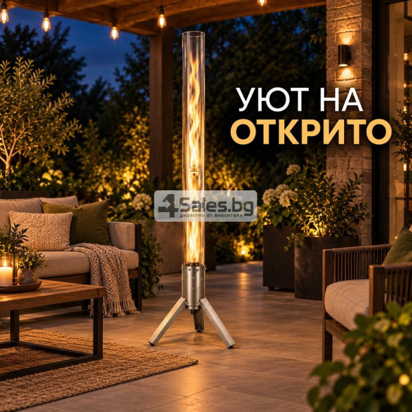 Пелетен градински отоплител 4 kW със стъклена тръба, непрекъснато горене до 75 минути