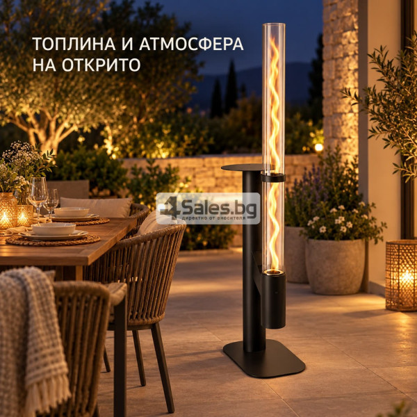 Градински пелетен отоплител 5 kW със стъклена тръба, непрекъснато горене до 3 часа 5