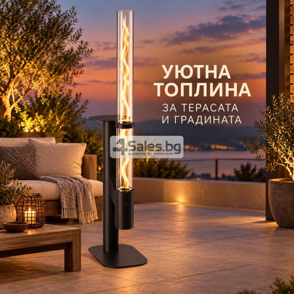 Градински пелетен отоплител 5 kW със стъклена тръба, непрекъснато горене до 3 часа 7