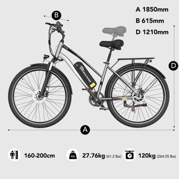 Електрически градски велосипед 28″ с 250W мотор, 36V 13Ah батерия и пробег до 90 км 7