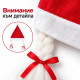 Коледна шапка с бели плитки и червени панделки 7