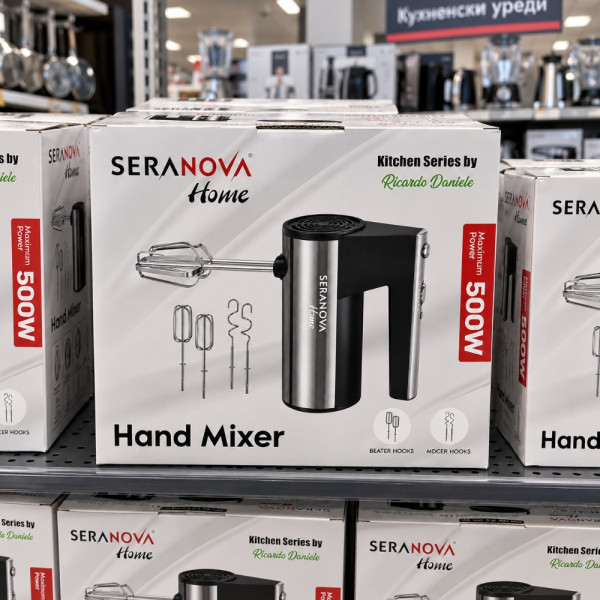 Ръчен Миксер SERANOVA Home, 500W с 4 Метални Бъркалки за Разбиване и Тесто 1