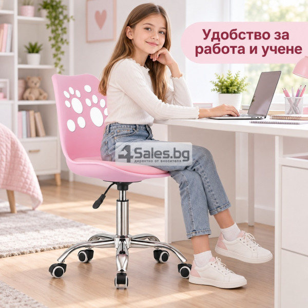 Модерен въртящ се стол с лапички и регулируема височина, детски 2