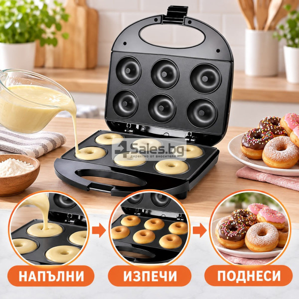 Електрически уред за 6 понички – Вкусни домашни изкушения за минути, компактен дизайн и лесно приготвяне