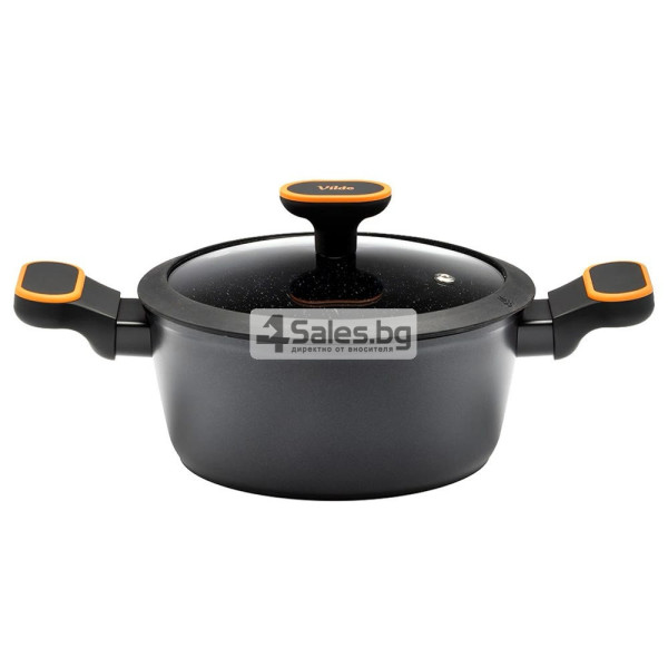 Гранитна тенджера 2,5 л с капак – 20 см, незалепващо покритие, за всички видове котлони 10