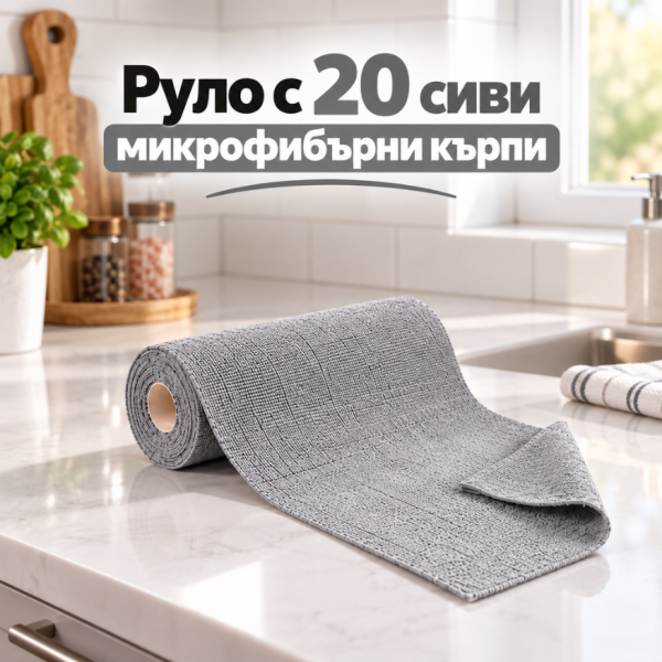 Руло с 20 микрофибърни кърпи за многократна употреба, 25 × 25 см – Супер абсорбиращи и откъсващи се 2