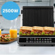 Електрически контактен сгрил XXL 2500 W с 5 програми, 3 степени на изпичане, незалепващи плочи и отваряне на 180° 2
