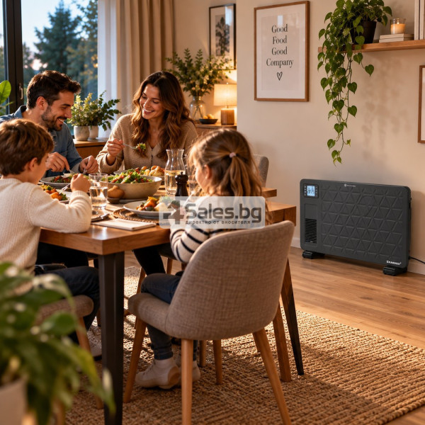 Електрически конвектор 2300 W с WiFi управление, LCD дисплей, дистанционно и 3 режима на отопление, черен 2