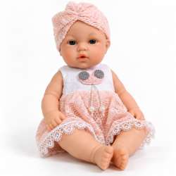 Говореща кукла бебе Baby Babble с реалистичен дизайн, розова дантелена рокличка и шапчица