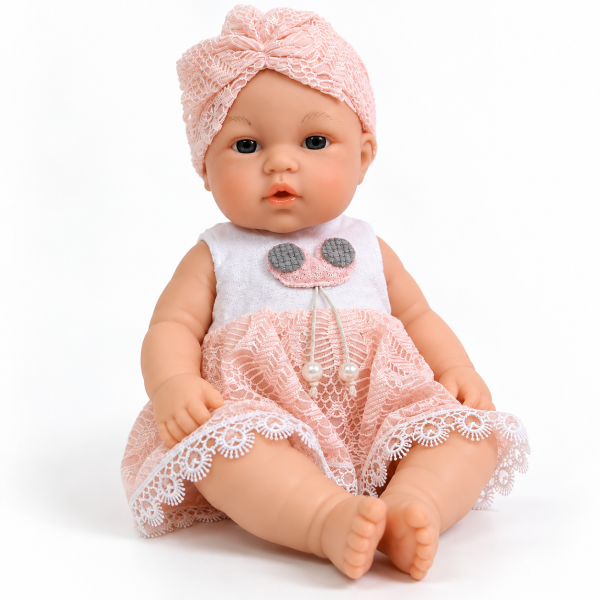 Говореща кукла бебе Baby Babble с реалистичен дизайн, розова дантелена рокличка и шапчица 1