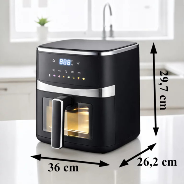 Фритюрник с горещ въздух 5L, 1500W, 8 програми, LCD дисплей, прозорец за наблюдение и вътрешно осветление 6