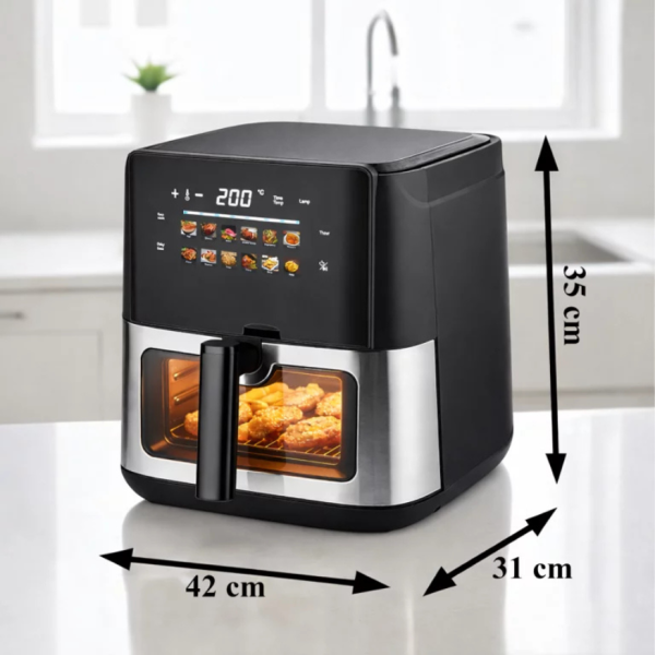 Фритюрник с горещ въздух 8L, 1700W, 12 програми, сензорно управление и прозорец за наблюдение