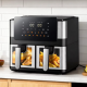 Фритюрник с горещ въздух 8L (2×4L), 2000W, 12 програми, двойна камера, LCD дисплей и прозорци с осветление 4