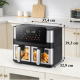 Фритюрник с горещ въздух 8L (2×4L), 2000W, 12 програми, двойна камера, LCD дисплей и прозорци с осветление 8