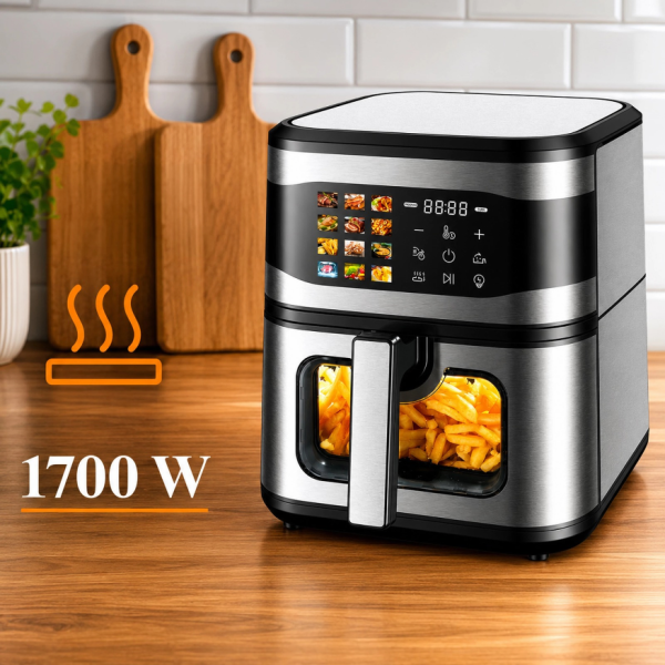 Фритюрник с горещ въздух 8L, 1700W с 12 програми, LCD тъч дисплей и прозорец за наблюдение – вкусни ястия с по-малко мазнина 5
