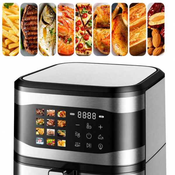 Фритюрник с горещ въздух 8L, 1700W с 12 програми, LCD тъч дисплей и прозорец за наблюдение – вкусни ястия с по-малко мазнина 4