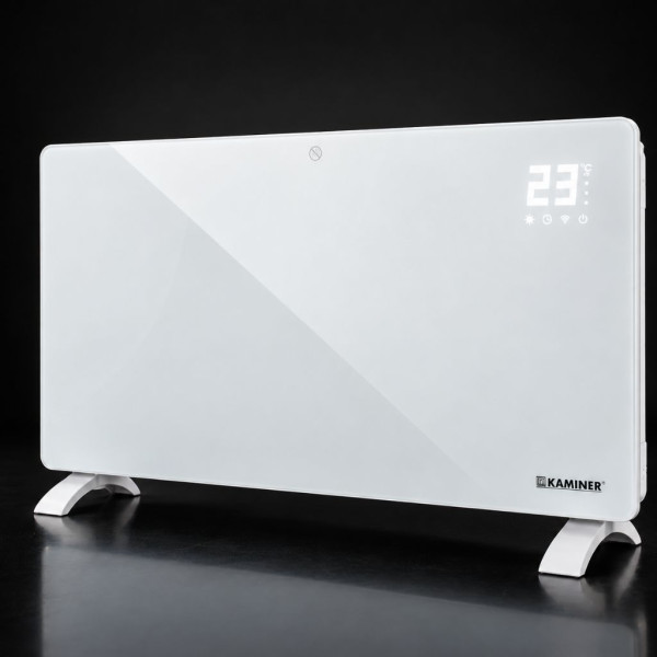 Електрически стъклен конвектор 2500W с WiFi управление, дистанционно, LED дисплей и термостат