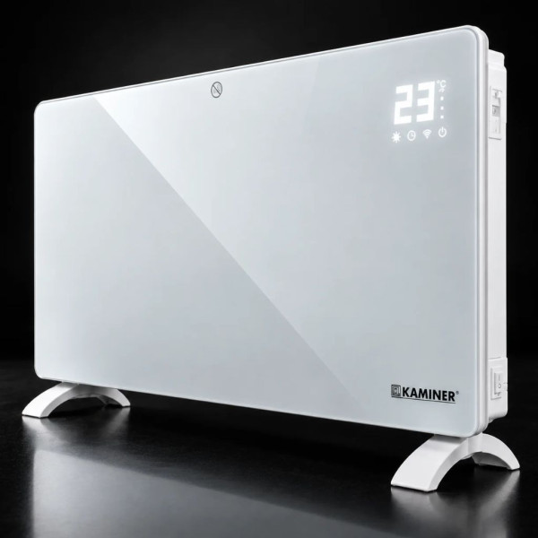 Електрически стъклен конвектор 2500W с WiFi управление, дистанционно, LED дисплей и термостат