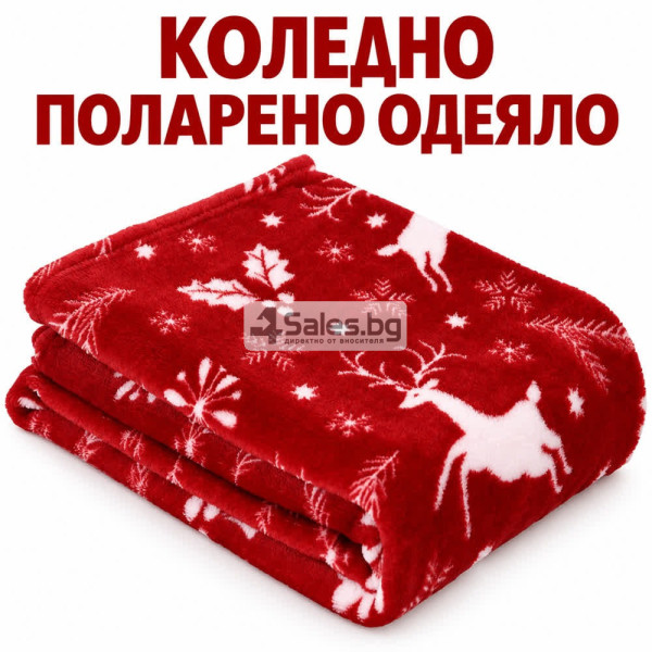 Коледно поларено одеяло 130×170 см – Меко, топло и уютно с празнични еленчета и снежинки