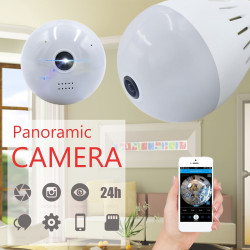 Електрическа крушка с 360 градуса панорамна HD камера, WI FI , SD слот IP10 10