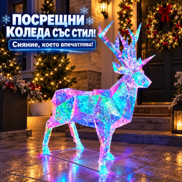 3D холографски LED елен с многоцветно сияние – ефектна коледна декорация 4