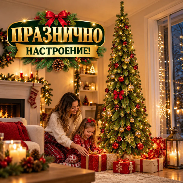 Изкуствена коледна елха PE MIX 200 см с реалистични иглички – зелена