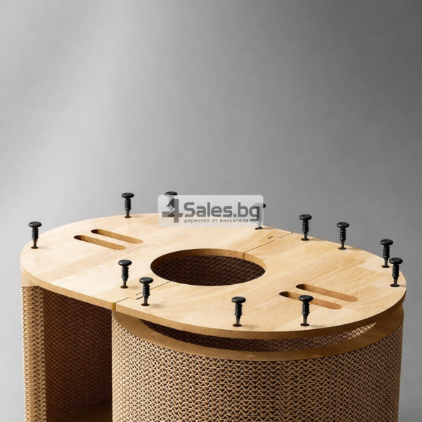 Картонена къща за котки 3 в 1 – уютно легло, скривалище и драскалка, 57 × 39,5 × 25 см 5