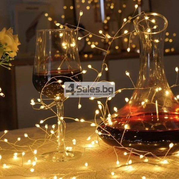 Коледни LED лампички 900 диода, 20.5 м, топла бяла светлина, 8 режима, за вътрешна и външна украса 4