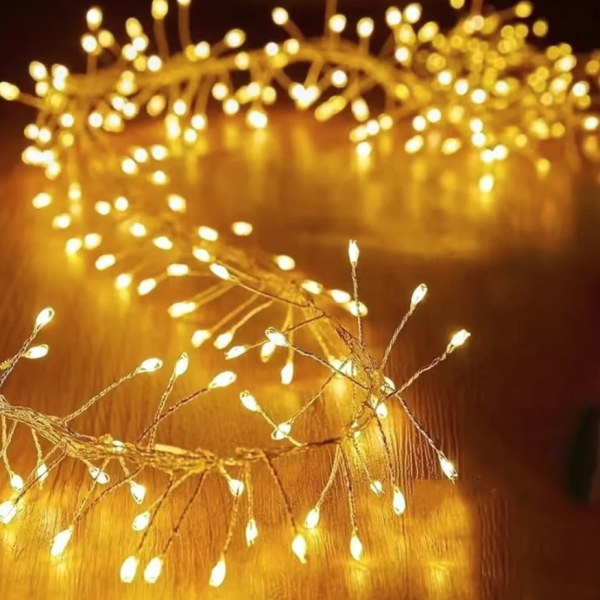 Коледни LED лампички 900 диода, 20.5 м, топла бяла светлина, 8 режима, за вътрешна и външна украса 2