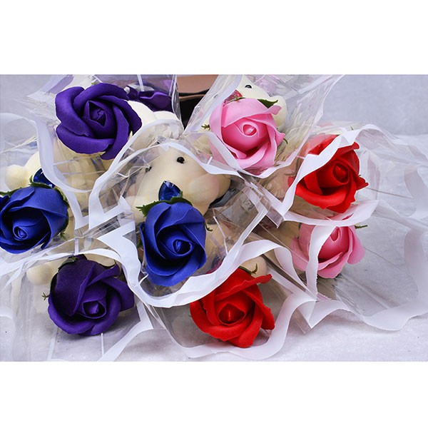 Комплект за подарък - роза и мече