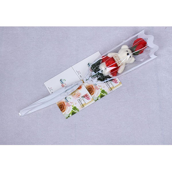 Комплект за подарък - роза и мече