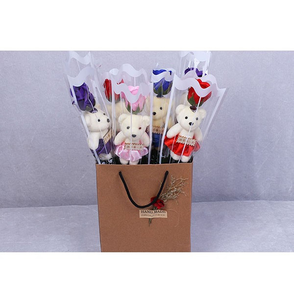 Комплект за подарък - роза и мече