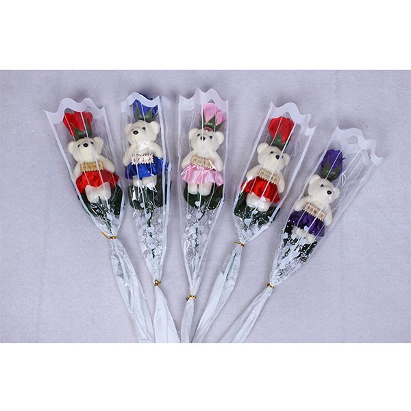 Комплект за подарък - роза и мече