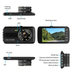 FULL HD Видеорегистратор за автомобил с подобрено нощно заснемане и 2 лещи AC73 7