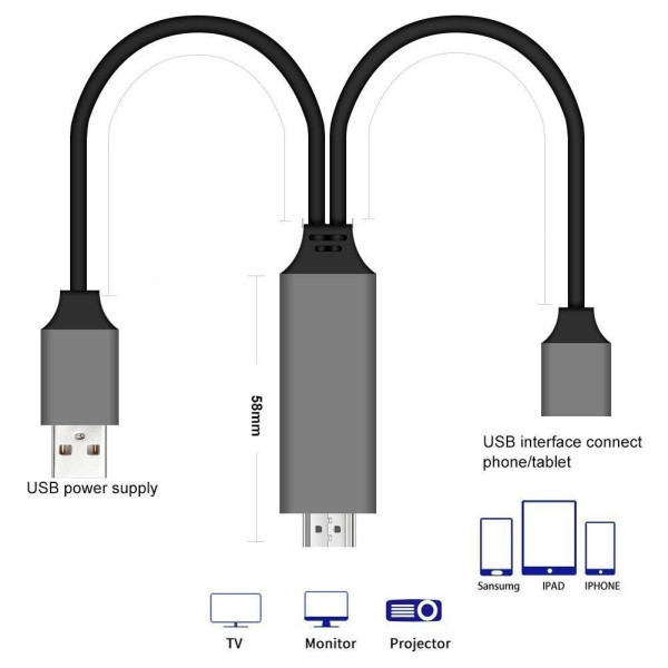 Преходник тип-С за Android и iPhone към HDMI CA111 11