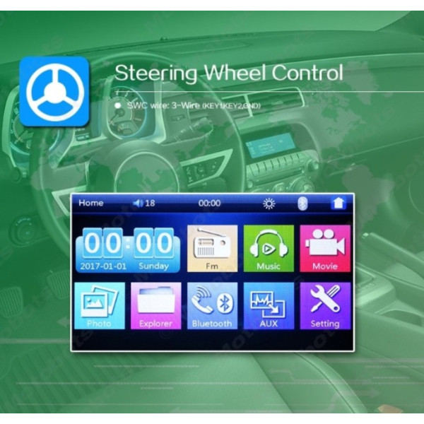 MP5 плеър за автомобил с Android 6.0.1, GPS навигация и 7-инчов AUTO RADIO3