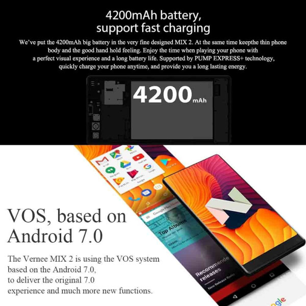 Vernee Mix 2 нов безрамков смартфон, 4GB RAM, 13Mpx DUAL CAM, 8-ядрен процесор