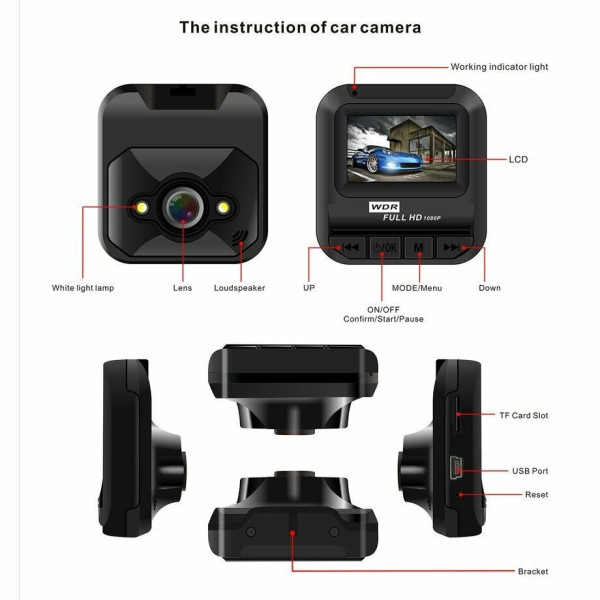 Мини камера с дисплей за следене на пътната обстановка и паркинга AC80 8