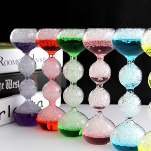 Елегантен стъклен, цветен таймер – тип „пясъчен часовник“  с мехурчета SL4