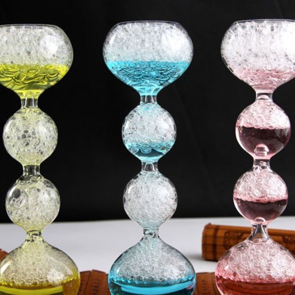 Елегантен стъклен, цветен таймер – тип „пясъчен часовник“  с мехурчета SL4 6