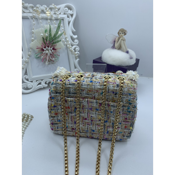 Шикозна малка дамска чантичка с перли и разноцветни елементи ZSB-S-1