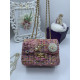 Кокетна розова дамска чантичка декорирана с цветя и перли ZSB-S-3 4