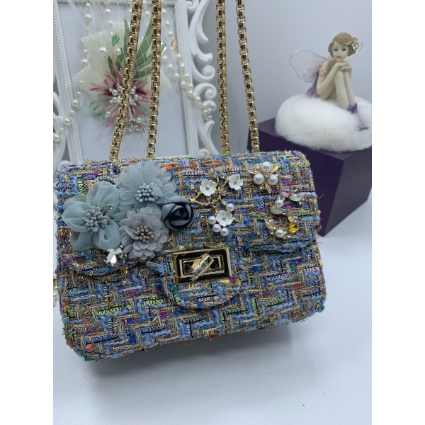 Елегантна синя дамска чантичка с красива декорация ZSB-S-5
