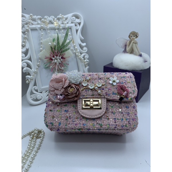 Розова дамска чантичка с цветя ZSB-S-9