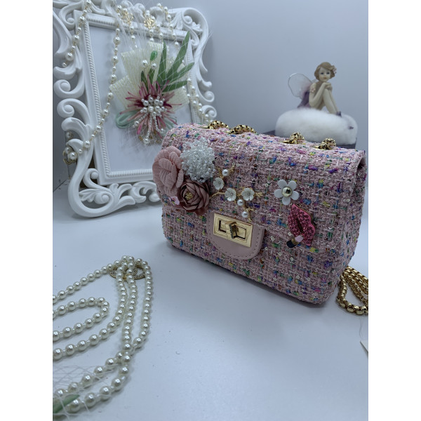 Розова дамска чантичка с цветя ZSB-S-9