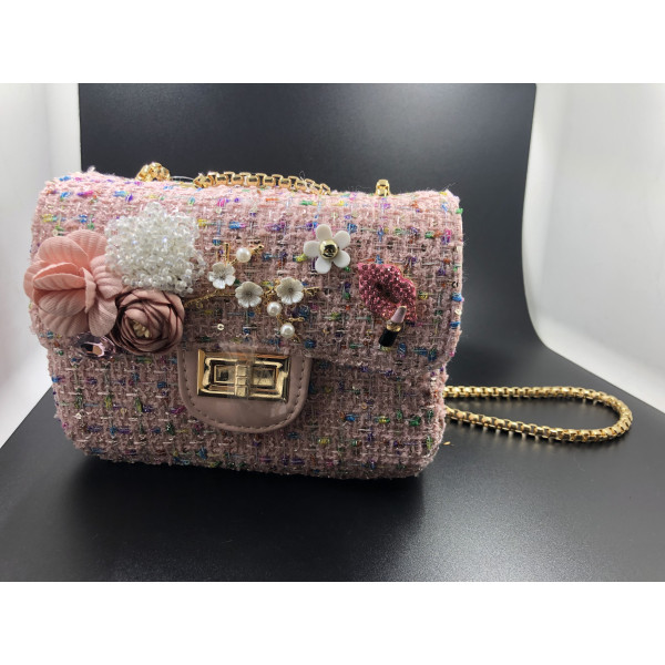 Розова дамска чантичка с цветя ZSB-S-9 8