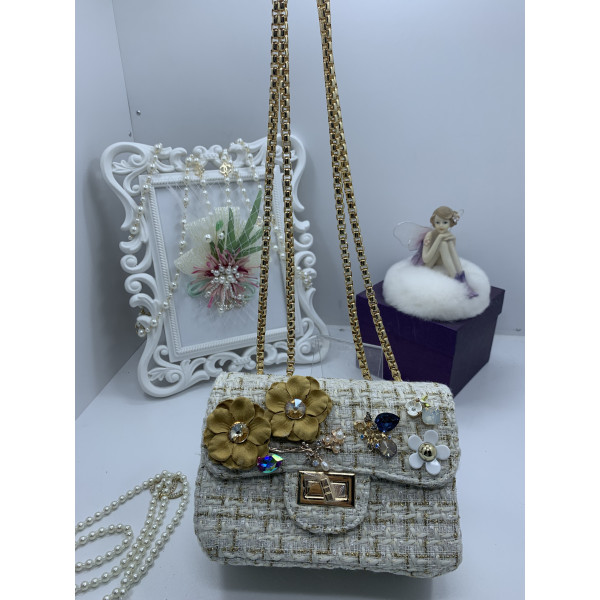Изискана дамска чантичка в царствени златни цветове и декорации ZSB-S-11 3