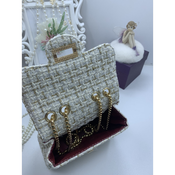 Изискана дамска чантичка в царствени златни цветове и декорации ZSB-S-11