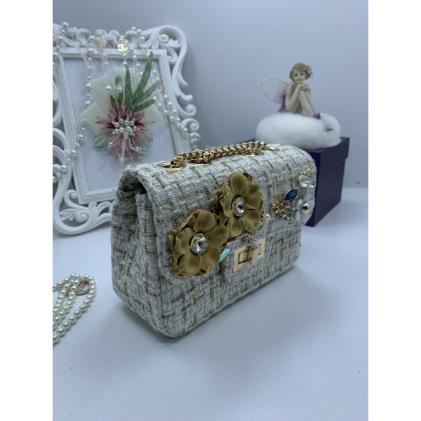 Изискана дамска чантичка в царствени златни цветове и декорации ZSB-S-11 5