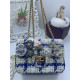 Дамска чантичка в каре с бяло и синьо, с цветя и златисти акценти ZSB-S-13 1